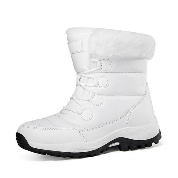 CHENge Boots for Women Wide Calf Soft Comfort Breathable Fashion Cozy Thermal Lined Hiking Boot Womens Snow Shoes for Ladies(White,8)