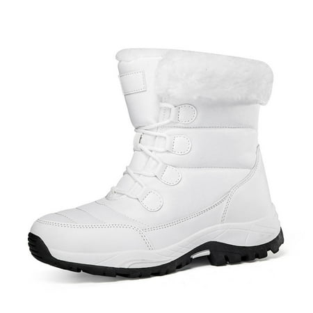 

Ediodpoh Women s Winter Fashion Solid Color Plus Thickened Snow Boots Warm Comfortable Non Boots Womens Winter Boots White 9