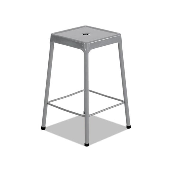 Counter-Height Steel Stool, Backless, Supports Up To 250 Lb, 25" Seat Height, Silver