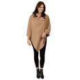 thumbnail image 5 of Le Moda Women’s Shawl Collar Pleated Fleece Poncho One Size Fits All, 5 of 13