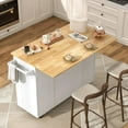 thumbnail image 3 of Blotout 55" Rolling Kitchen Island Cart with Drop Leaf Breakfast Bar, Rubber Wood Top – on Wheels with Drawer, Storage Cabinet, Spice & Towel Rack, 3 of 7