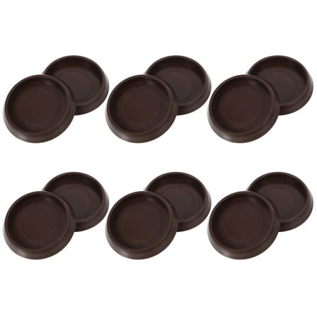 NUOLUX 12Pcs Caster Cups for Wheels to Stop Rolling on Furniture Brown Rubber Pads