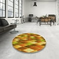 thumbnail image 4 of Ahgly Tapis Rond Lavable en Machine Intérieur Transitionnel Jaune, 4 Pieds Rond, 4 of 7