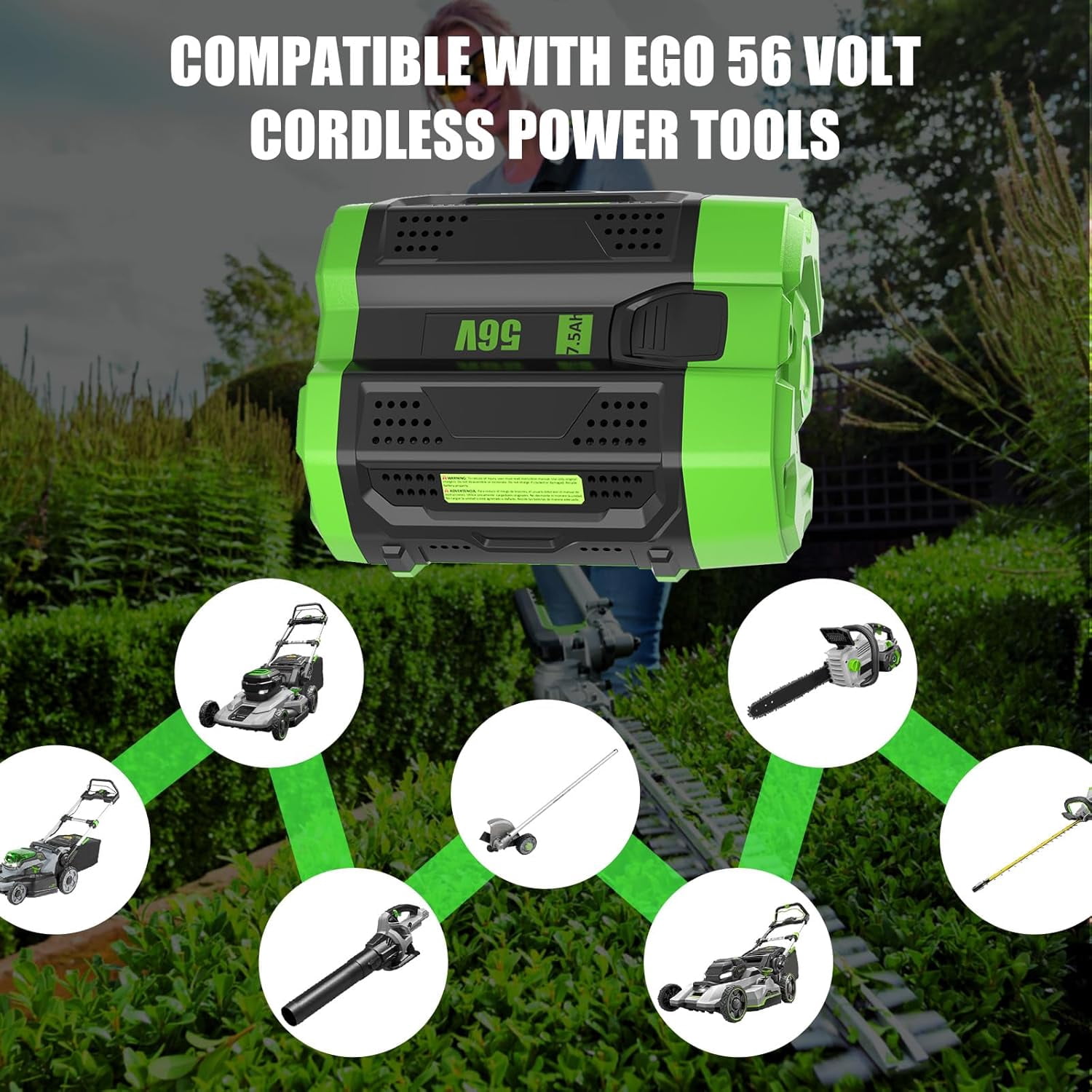 2Packs 7500mAh High Capacity Replacement for EGO 56V Lithium-ion Battery Compatible with EGO 56 Volt 7.5Ah Battery BA2800T BA4200T BA1400 BA5600T LB6504 LB5804 LB6500 LB4800 Power Tools