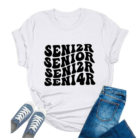 VBARHMQRT White V Neck T Shirts Mens Male Printed T Shirt Last Day of School Teacher Women Shirt Spring Solid Color Short Sleeve Round Neck Top White