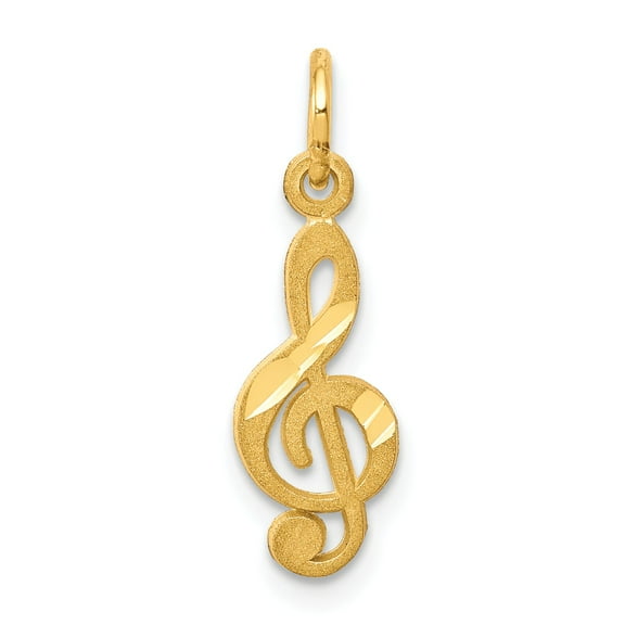 10K Gold Treble Clef Music Note Charm Musical Jewelry