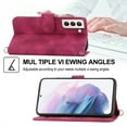 thumbnail image 5 of Dteck for Samsung Galaxy S21 FE Wallet Case with Wrist Lanyard Shoulder Strap, Galaxy S21 FE Phone Cover with Embossed PU Leather Card Slots Folio Flip Stand Case for Samsung S21 FE, Red, 5 of 12
