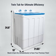 Portable Washing Machine, 14lbs Twin Tub Washer Mini Compact Laundry Machine with Drain Pump,Compact Washer for Home Dorm, Apartment,Farms,Blue