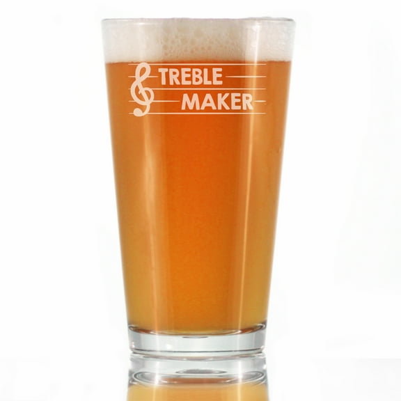 Bevvee Pint Glass 16 oz Treble Maker Gifts for Music-Loving Beer Enthusiasts Beer Glasses