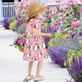 thumbnail image 4 of Penguin Snowflake Pink Background Short Sleeve Dress A-Line Cute Midi Casual Sundress 2-8 Years, 4 of 6