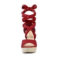 thumbnail image 2 of DARING DIVA Women's Lace Up Espadrilles Platform Wedges Sandals Red 8.5, 2 of 7