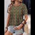 thumbnail image 4 of Blusas Informales de Negocios para Mujer, Moda de Verano, Camisetas con Mangas 3/4 con Volantes, Blusa Tipo Túnica Elegante e Informal. Verde S, 4 of 6
