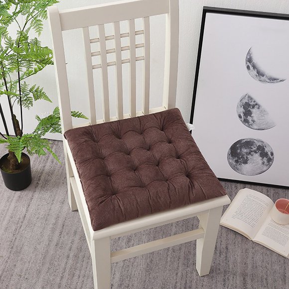 SUTENGDA Coussin de Chaise en Velours Uni Super Doux en Peluche Lavable Coussin de Siège Carré pour Cuisine Salle à Manger (Gris 18” x 18”)
