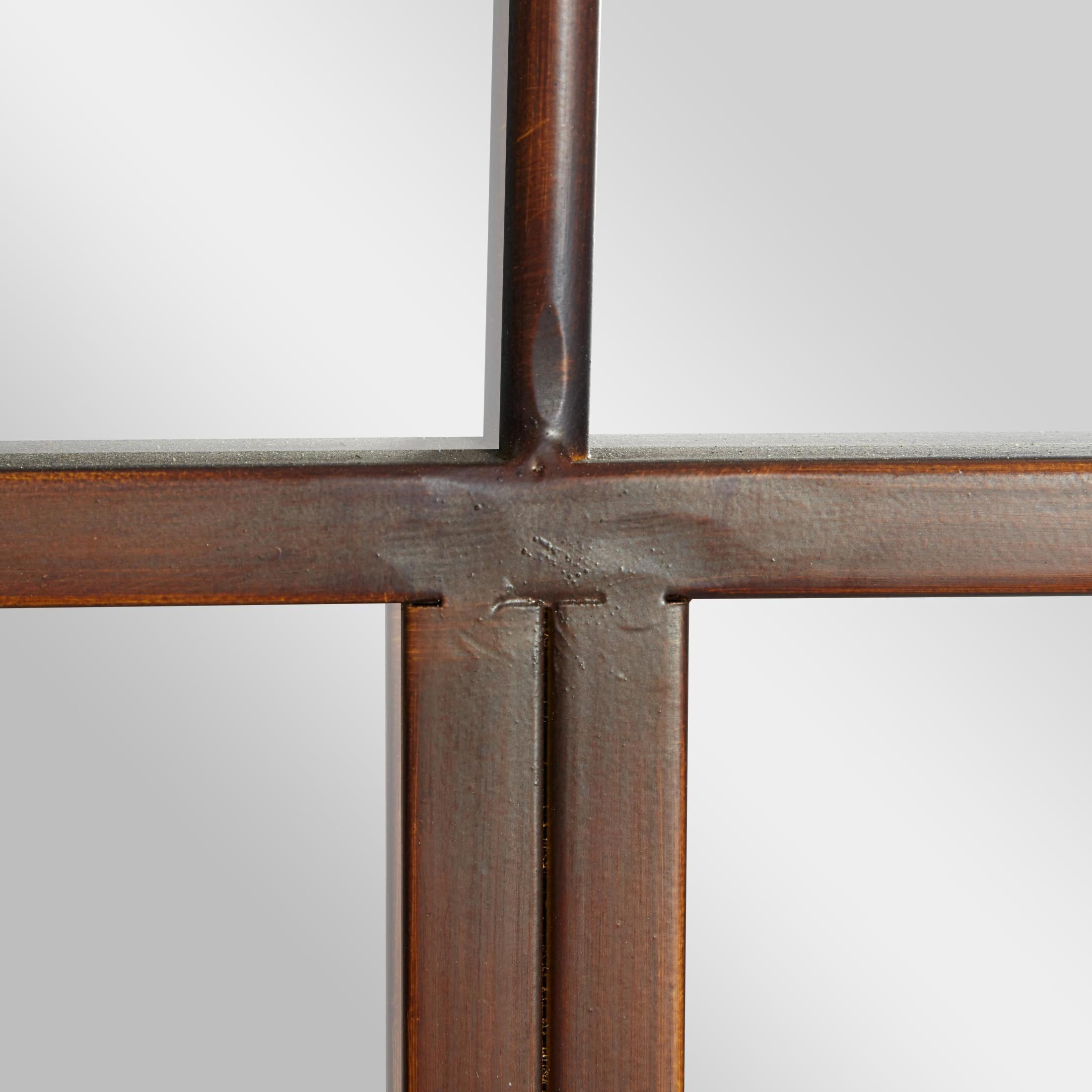 DecMode 24" x 48" Brown Arched Window Pane Wall Mirror