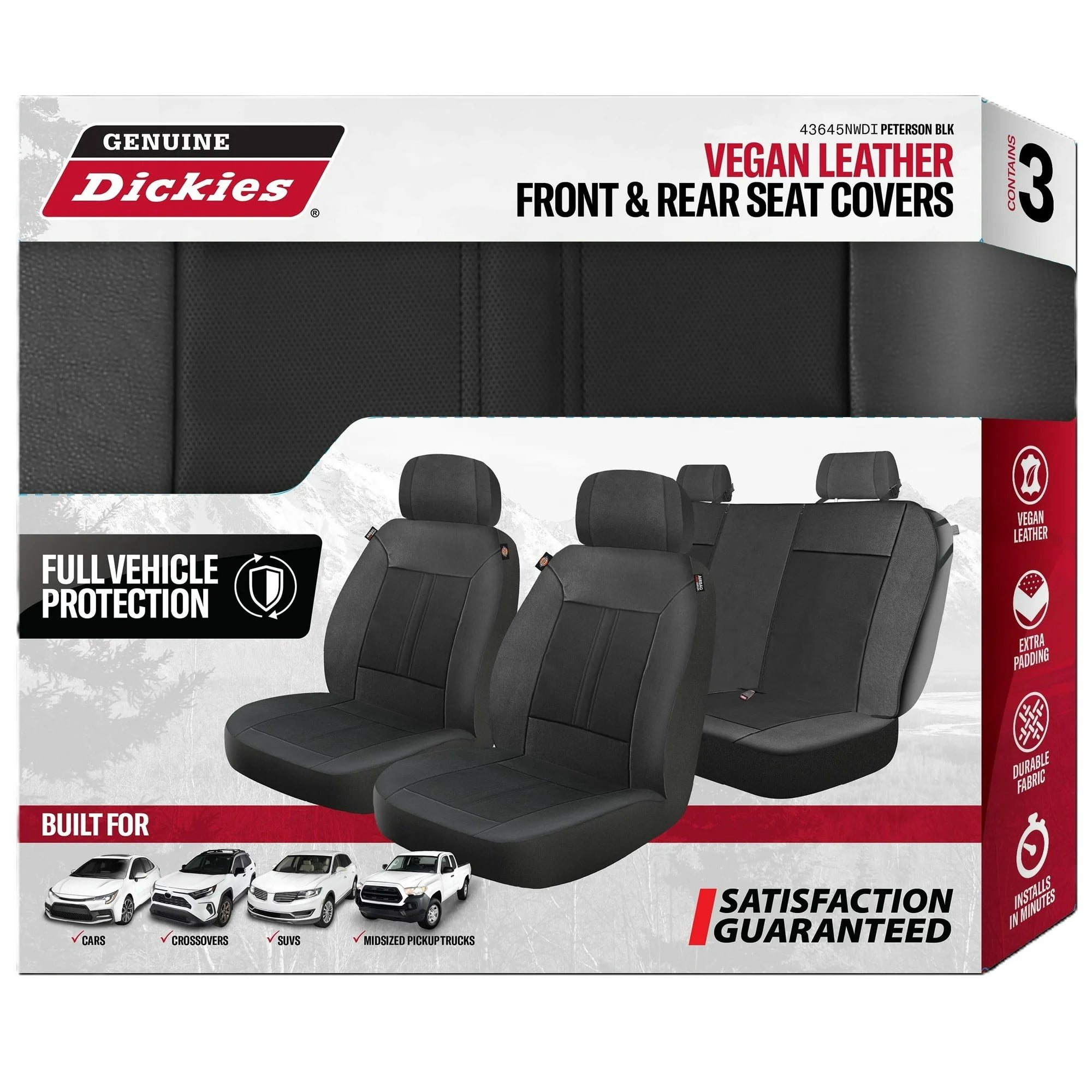 Open Box Genuine Dickies 3-Piece Peterson Seat Cover Set, Black