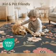 thumbnail image 2 of ODIKA 4'x6' Earthy Tones Floral Boho Pattern Washable Area Rug Retro 70s Inspired Hippie Spring Design Non-Slip, Chair-Friendly, Flatwoven for Home Office, Under Desk, 2 of 5