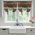 thumbnail image 4 of Brown Teal Wooden Balloon Curtains for Bedroom/Front Door/Bathroom, Vintage Farmhouse Retro Art Tie Up Curtains 63 Inch Length Light Filtering Kitchen Curtains Shades for Windows 46"x63", 4 of 8