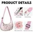 thumbnail image 2 of Watercolor Pig Cartoon Crescent Crossbody Bag for Women Mens, Cute Farm Animal Pattern Shoulder Bag, Funny Artistic Aesthetic Abstract Floral Design, 2 of 5