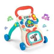 DAKOMM 2 in 1 Baby Walker for Boys Girls, Sit-to-Stand Learning Walker, Kids Multiple Activity Center with Drawing Board, Lights, Music, Early Learning Push Toys Gift for Over 9 Months Infant Boys Girls
