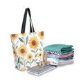 thumbnail image 2 of FORMRS Womens Canvas Tote Bag with Zipper Inner Pocket Shoulder Handbag, Sunflowers and Leaves Pattern, 2 of 7