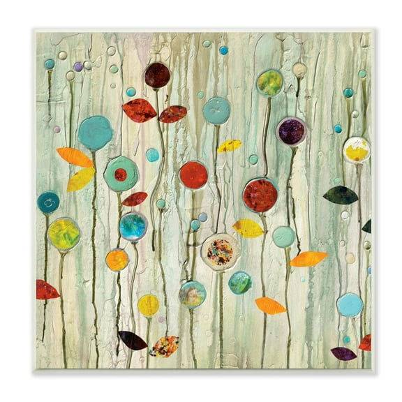 Stupell Industries Abstract Paint Drop Floral Scene Whimsical Collage Paintings Unframed Art Print Wall Art, 12x12, by Classic Collection