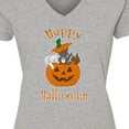 thumbnail image 4 of Inktastic Happy Halloween Kittens in Pumpkin Women's V-Neck T-Shirt, 4 of 5