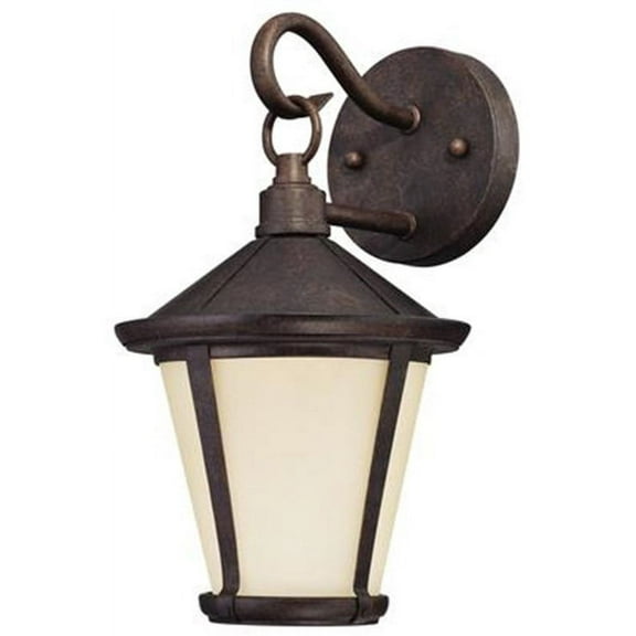 Westinghouse 6204100 Darcy One-Light LED Outdoor Wall Fixture, Victorian Bronze Finish with Amber Frosted Glass