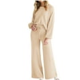 thumbnail image 2 of FNFYFH Clearance Women Fall Outfits Casual Fleece 2 Piece Sets Basic Solid Color Long Sleeve Sweatshirt Matching Sets Comfort Loose Plush Drawstring Wide Leg Long Pants Lounge Set Beige,XXL, 2 of 8