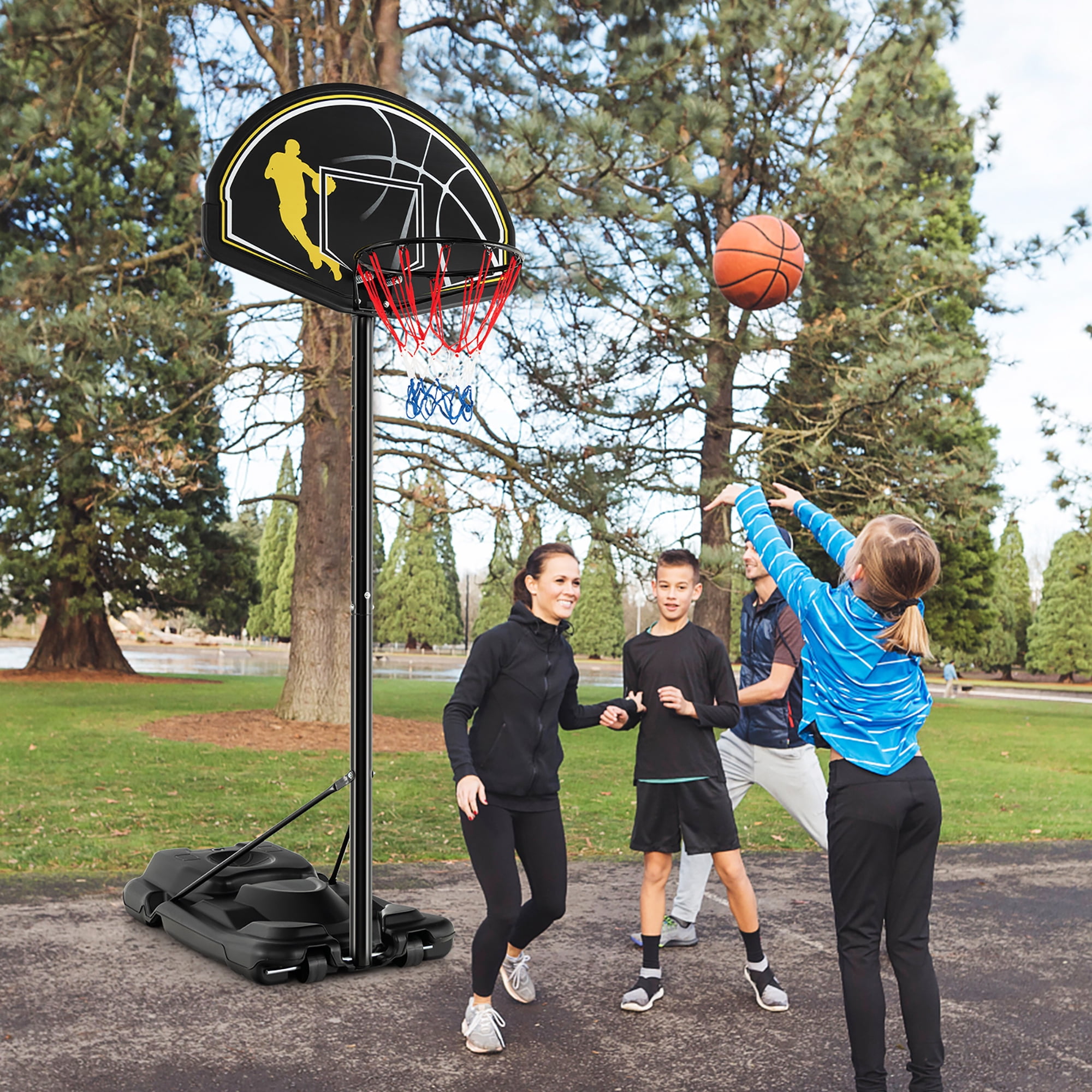 Costway 4.25'-10' Adjustable Height 41" Shatterproof Outdoor Portable Basketball System (Adult)