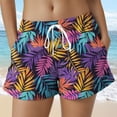thumbnail image 2 of larppty Women's Tropical Floral Parrot Print Swim Trunks Quick Dry Beach Board Shorts with Pockets and Drawstring（Purple， XL）, 2 of 5