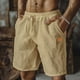 thumbnail image 1 of pstuiky Pantalones cortos para hombre, Pantalones cortos de playa de lino con cintura elástica y bolsillo de color liso para hombre Pantalones cortos deportivos para hombre, 1 of 6