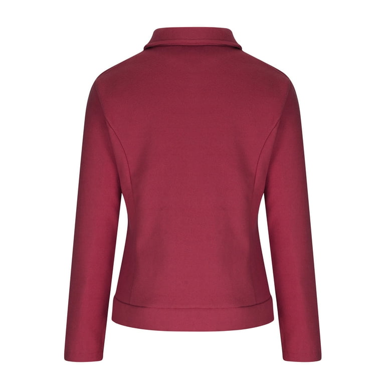 HAPIMO Savings Short Woolen Cloth Jacket for Women Girls Fall Fashion Tops  Casual Comfy Long Sleeve Womens Turn Down Collar Outwear Button Down Bust  Pocket Jacket Wine XL 
