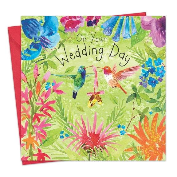 Twizler Wedding Card with Hummingbirds - Wedding Greeting Card for Bride & Groom - Congratulations On Your Wedding Day Card Happy Couple