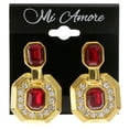 thumbnail image 2 of Gold-Tone & Red Colored Metal Clip-On-Earrings With Faceted Accents #LQC120, 2 of 2
