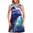 thumbnail image 1 of Balery Starry Multicolored Wolf Vestidos de verano para mujer con estampado: vestido holgado sin mangas, vestido playero informal y cómodo para días calurosos., 1 of 7