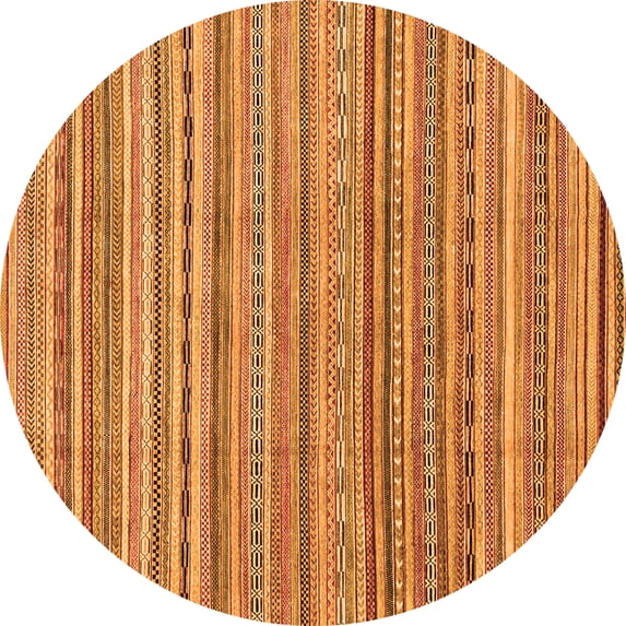Ahgly Company Indoor Round Abstract Orange Modern Area Rugs, 4' Round