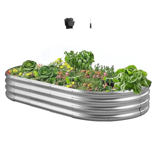 VEVOR Metal Raised Garden Bed, 6 x 3 x 1 ft Outdoor Galvanized Planter Garden Box, Open Bottom Design, Large Planter Raised Bed for Growing Vegetables, Flowers, Herbs, Succulents, Galvanized Color
