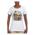 thumbnail image 2 of Wild Bobby Trendy Landscape With Daisies Cactus Monarch Butterfly Nature Lover Women Graphic Tee, White, XX-Large, 2 of 6
