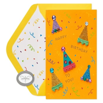 Papersong Premium Birthday Card (Confetti and Party Hats)
