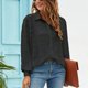thumbnail image 4 of Blusa de lunares con jacquard XXL negra, estilo informal de negocios, mangas largas abullonadas y cuello vuelto, 4 of 6