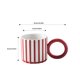 thumbnail image 3 of Ounissouiy Taza de agua de cerámica con patrón de rayas, taza de café con leche con asa, vasos para bebidas, botella para el hogar, dormitorio interior Utensilios de cocina Azul blanco Ounissouiy HA081898-03, 3 of 6