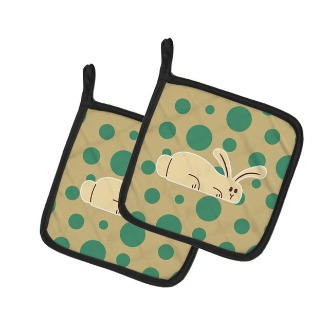 Carolines Treasures BB7083PTHD Rabbit on Polkadots Pair of Pot Holders