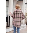 thumbnail image 4 of XCHQRTI Plaid Pocket Shirt for Women Lapel Button Down Blouse Casual Long Sleeve Tops, 4 of 6