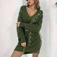 thumbnail image 1 of Vestido de punto con cuello en V, vestido de suéter suelto con cordón, vestido de suéter elástico, vestido de suéter para mujer, rendimiento comprobado, 1 of 6