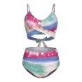 thumbnail image 2 of Women Criss Cross Tankini Two Piece Bathing Suits High Waisted Adjustable Sexy Spaghetti Strap Wrap Bikini Tummy Control Floral Print Beach Swimsuits, Rainbow M, 2 of 7