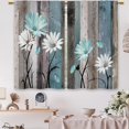 thumbnail image 6 of Teal Farmhouse Daisy Kitchen Curtains Wooden Flower Small Short Cafe Window Curtains Rustic Floral Butterfly Country Bathroom Window Drapes Treatment Tier Curtains 2 Panels (26x36 Inch), 6 of 6