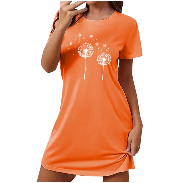 Vêtements de Nuit Grande Taille pour Femmes, Chemise de Nuit à Manches Courtes pour Femmes, Robe de Nuit Douce et Respirante, Robe Décontractée Confortable