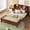 Walnut-Full, variant on AOOWOW Twin Platform Bed with Bookcase Headboard, LED Motion Sensor Light, Bed Guardrails,No Box Spring Needed,Grey