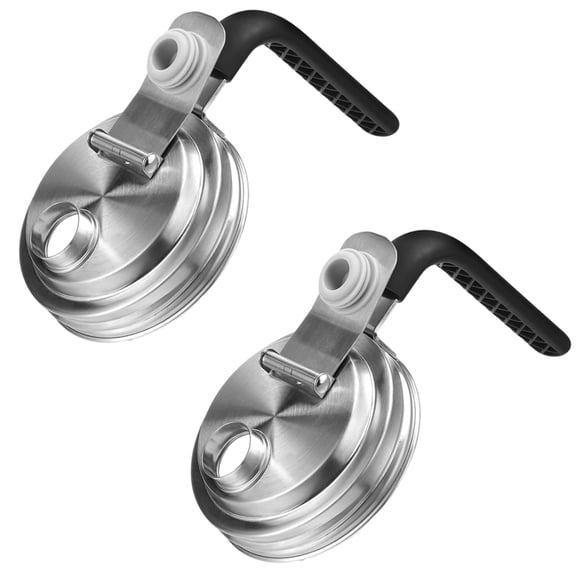 2 PCS Mason Jar Pour Spout Lid for Wide Mouth Mason Jars, Anti Slip Stainless Steel Mason Jar Pitcher Flip Cap Airtight Handle Lid, Leak Proof Seal Cover