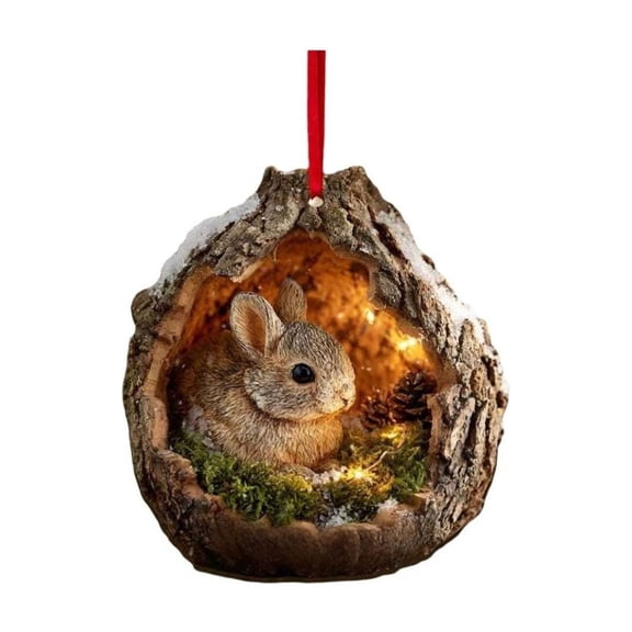 Forest Animal Christmas Ornaments - Rustic Woodland Acorn Decor with Squirrel & Deer for Xmas Tree, Cozy Holiday Gift Set